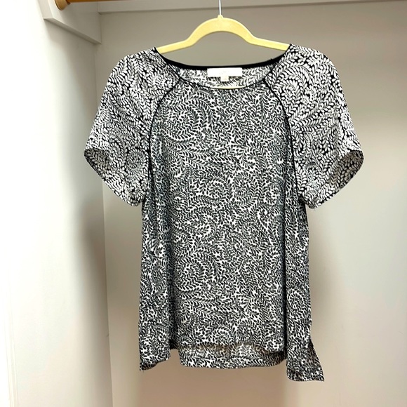 Loft black and white blouse size large petite - Picture 1 of 4